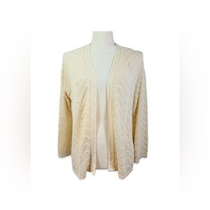 Time and Tru Khaki Cardigan Sweater Size XL Open Knit Chevron Pattern